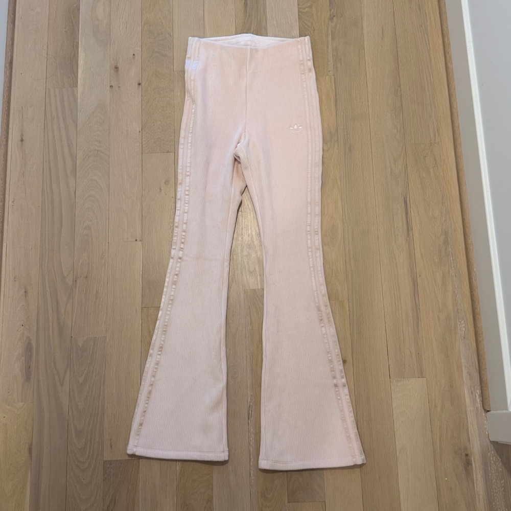 Adidas corduroy pink slim fitted flare pants small